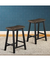 Skonyon 24 Inch Set of 2 Wood Counter Backless Height Saddle Stools for Kitchen and Pub