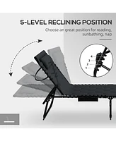 Folding Lounge Set with 5-Level Reclining Back & Padded Seat