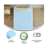 Emma+Oliver Astor Memory Foam Mattress Topper With Cooling Gel Infused, Certipur-Us Certified Foam And 5-Zone Support