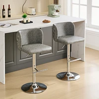 Adjustable Height Chrome Swivel Barstools with Tufted Upholstery (Set of 2)