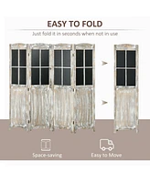 Streamdale Furniture Foldable 5.6' Wood Room Divider, Farmhouse Privacy Screen