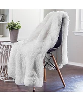 Chanasya Premium Solid Faux Long Fur Throw Blanket - Soft, Fuzzy Throw Blanket - For Bed or Couch - 108" x 86" (King Size) - White