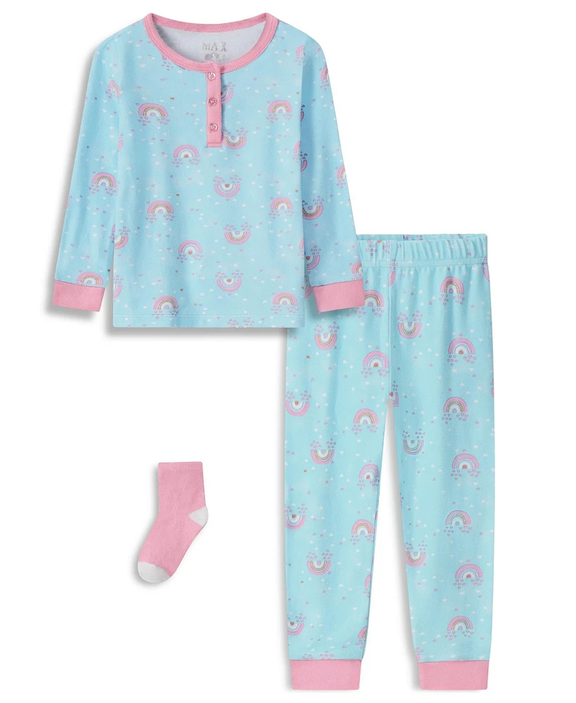 Max & Olivia Baby and Toddler Girl Snug Fit 3-Piece Pajama Set