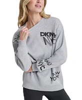 Dkny Women's Graffiti Logo Crewneck Fleece Sweatshirt