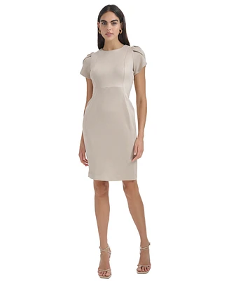 Calvin Klein Women's Tulip-Sleeve Jewel-Neck Dress