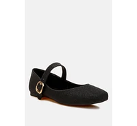 London Rag Herma Glitter Pin Buckle Ballerinas