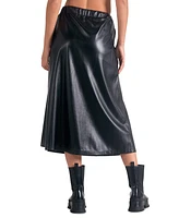 Elan Women's Faux-Leather Slit Skirt