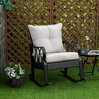 Wicker Rocking Chair with Cushions for Garden, Patio, Backyard