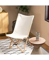Sugift Set of 2 Bamboo Dorm Chair with Storage Pocket for Camping and Fishing-Beige