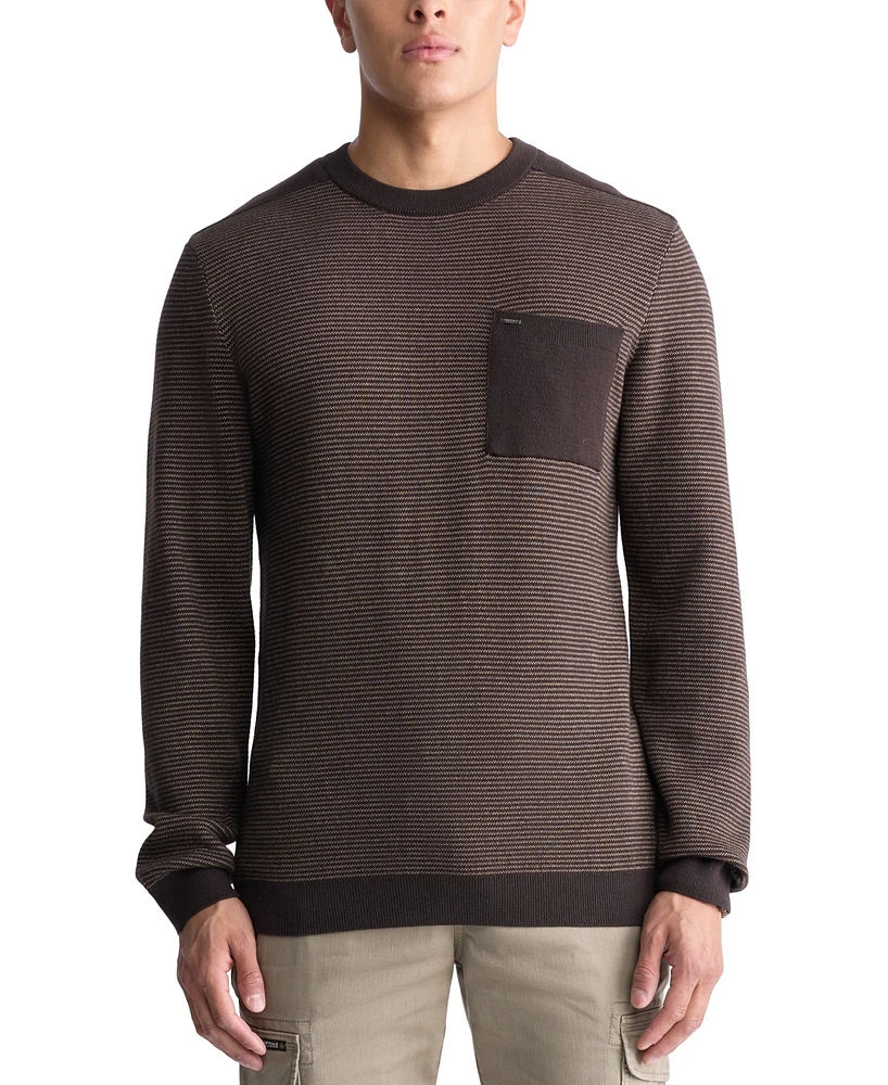 Buffalo David Bitton Men's William Striped Knit Pullover Crewneck Sweater