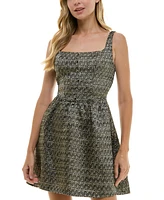 City Studios Juniors' Square-Neck Sleeveless Fit & Flare Dress