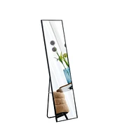 Wall-Mounted Aluminum Alloy Mirror, Black 65" x 23" (W115158162)