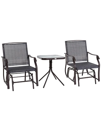 Simplie Fun 3-Piece Glider and Rocking Chair Bistro Set with Glass Table