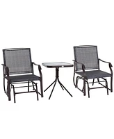 Streamdale Furniture 3-Piece Glider and Rocking Chair Bistro Set with Glass Table