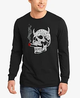 La Pop Art Men's 7 Deadly Sins Skull Word Long Sleeve T-Shirt