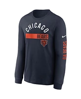 Nike Men's Navy Chicago Bears Fan Gear Color Bar Long Sleeve T-Shirt