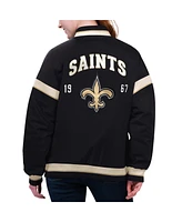 Starter Women's Black New Orleans Saints Tournament Full-Snap Varsity Jacket