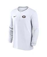 Nike Men's White Georgia Bulldogs 2024 Sideline Coach Performance Half-Zip Long Sleeve Top