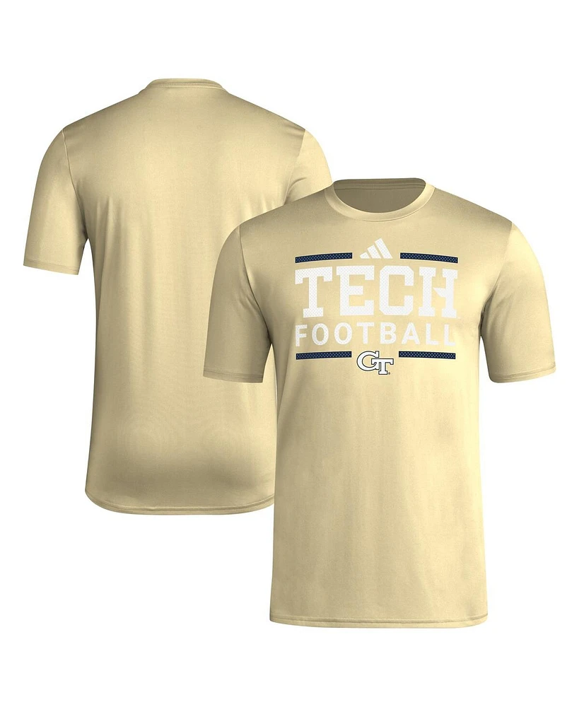 Adidas Men's Gold Georgia Tech Yellow Jackets Locker Football Pre-Game Aeroready T-Shirt