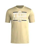 Adidas Men's Gold Georgia Tech Yellow Jackets Locker Football Pre-Game Aeroready T-Shirt