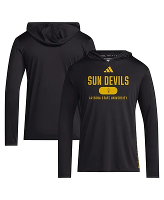 Adidas Men's Black Arizona State Sun Devils 2024 Sideline Hooded Long Sleeve T-Shirt