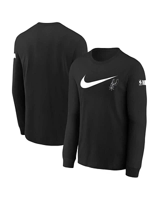 Nike Big Boys and Girls Black San Antonio Spurs Swoosh Long Sleeve T-Shirt