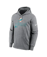 Nike Men's Heather Gray Miami Dolphins Performance Pullover Hoodie