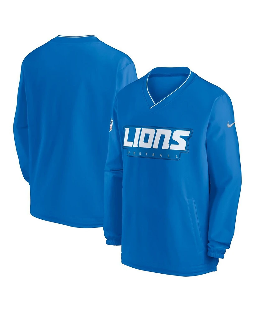 Nike Men's Blue Detroit Lions Sideline Pullover Wind Shirt