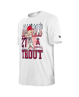 New Era Men's Mike Trout White Los Angeles Angels Caricature T-Shirt