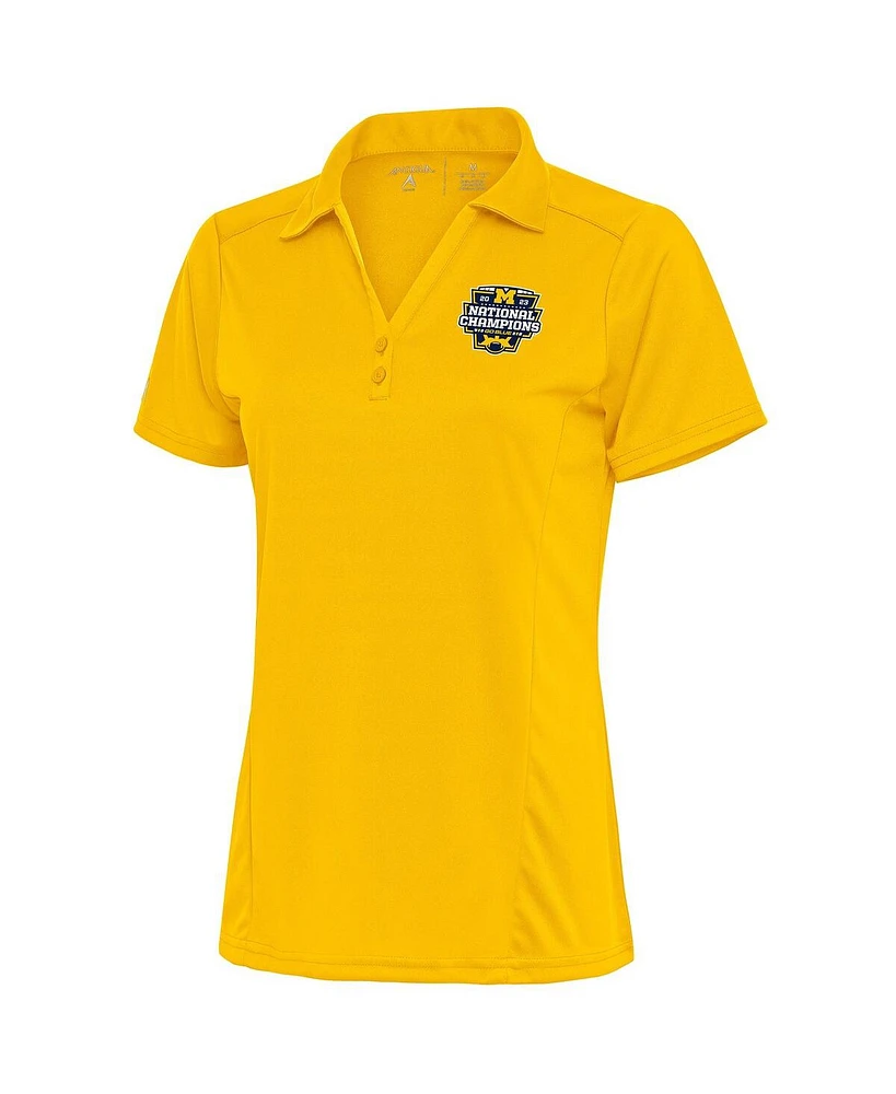 Antigua Women's Maize Michigan Wolverines College Football Playoff 2023 National Champions Tribute Polo