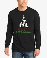 La Pop Art Men's Meowy Christmas Tree Word Long Sleeve T-Shirt