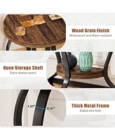 Tribesigns Half-Round End Table Set of Two, 2-Tier Wooden Half Moon Side Table Semi Circle Accent Table Bedside Table with Thicken Tabletop for Living