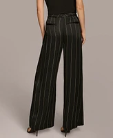 Donna Karan New York Women's Wide Leg Satin Pinstripe Pants