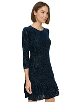 Tommy Hilfiger Women's Velvet Burnout Paisley Print Dress