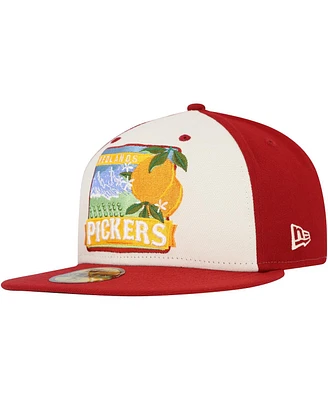 New Era Men's White/Red Inland Empire 66ers Theme Night Redlands Pickers 59FIFTY Fitted Hat