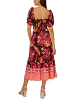 Adrianna by Adrianna Papell Women's Floral-Print Puffed-Sleeve Dress