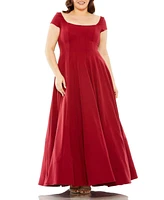 Mac Duggal Women's Cap Sleeve Square Neck Ball Gown