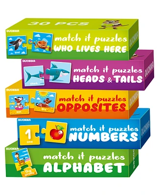 Quokka 5X Megaset Matching Puzzles for Toddlers 3-5 - Numbers, Animals, Opposites