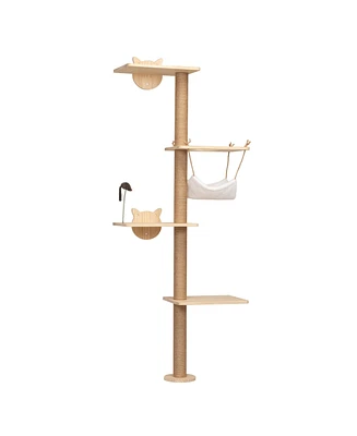 Simplie Fun Wall-Mounted Cat Tree with Scratching Pad and Hammock