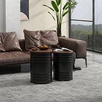 Nesting Storage Ottomans Set of 2 with Lids, Hidden Space