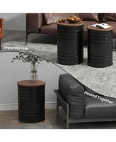 Streamdale Furniture Nesting Storage Ottomans Set of 2 with Lids, Hidden Space