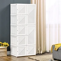 Portable Wardrobe Closet with Cubes, Hanging Rod, and Magnet Doors