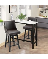 Streamdale Furniture Swivel Bar Stool Set with Armless Velvet Chairs