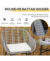 3-Piece Rattan Patio Set with Cushions
