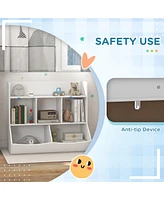 3-Tier Kids Bookcase with Storage Compartments