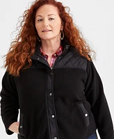 Style & Co Plus Quilted-Yoke Sherpa Jacket, Created for Macy's