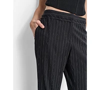 Dkny Women's Pinstriped Pleated-Waist Wide-Leg Pants