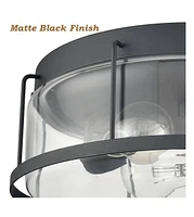 Moose Industrial 3-Light Glass Flush Mount Ceiling Light,Matte Black Finish