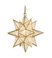 Moose Moravian Star Pendant Chandelier Seeded Glass Gold Light 19 Inches