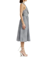 En Saison Women's Jj Striped Twist-Front Midi Dress